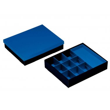 Boîte de rangement NIPS, carton, noir/bleu