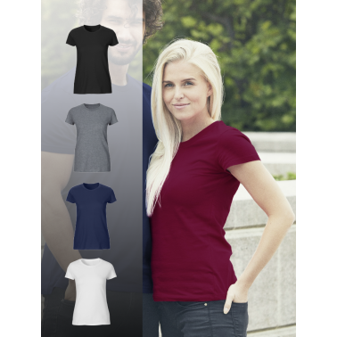 Tee-shirt coton bio 155 g/m² coupe femme, bordeaux, taille XL