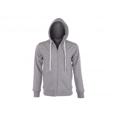 Sweat-shirt à capuche, zippé, coton bio 300 g/m², gris, S