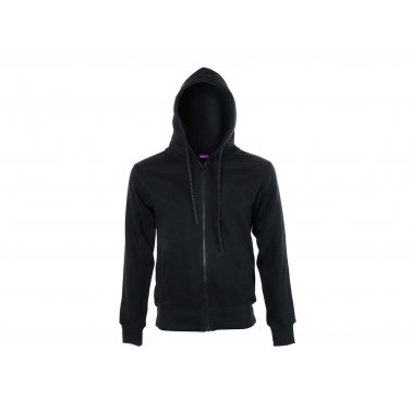 Sweat-shirt à capuche, zippé, coton bio 300 g/m², noir, M