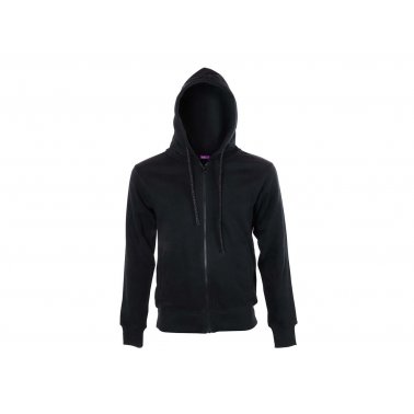 Sweat-shirt à capuche, zippé, coton bio 300 g/m², noir, L
