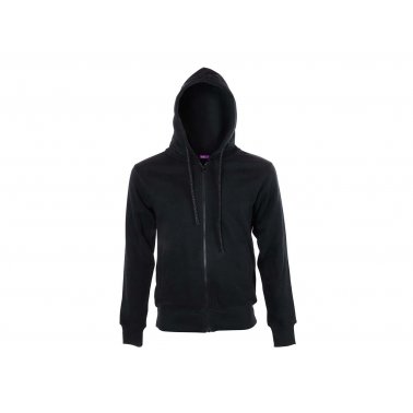 Sweat-shirt à capuche, zippé, coton bio 300 g/m², noir, XL
