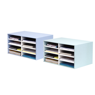4 modules classement carton recyclé, 8 cases A4, blanc et bleu