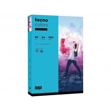 Ramette papier Tecno Colors 500 f. 80g bleu