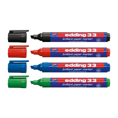 Marqueurs rechargeables Edding 33, assortiment 4 couleurs