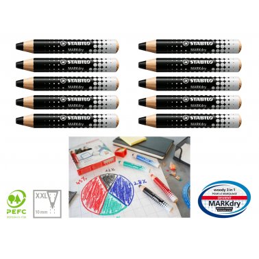 10 crayons marqueur Stabilo MarkDry, noir