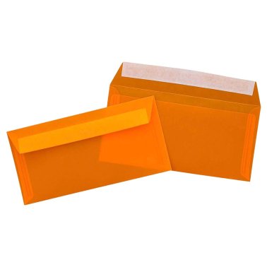 100 env. 110x220 transparentes, autocol.+prot., orange