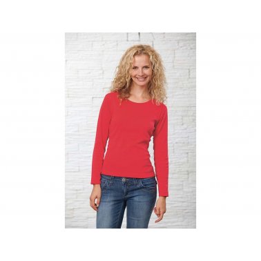 Tee-shirt femme manches longues coton B&E, rouge, XL