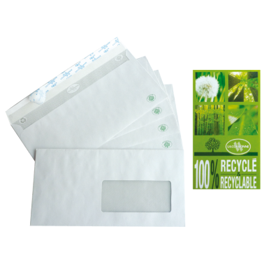 Enveloppes Extra Blanches Recyclées DL 110x220 - Éco-responsables