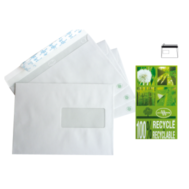 Enveloppes C5 à fenêtre en papier recyclé