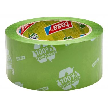 Ruban adhésif Tesa 100% recyc. 65µ 50mm x 66m, vert motif recyc.