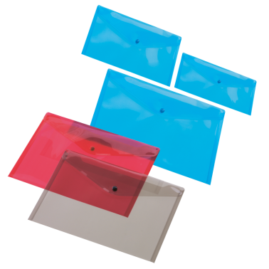 10 pochettes transparentes PP A5, à pression, rouge