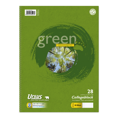 Cahier à spirale «Ursus green» A4