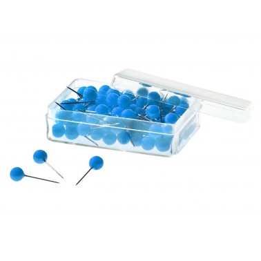 100 épingles à tête plastique 6x15 mm, bleu