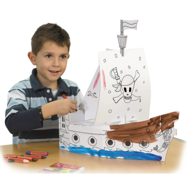 Maquette bateau de pirate à colorier