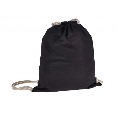 1 sac à lacet coton bio 140 g, façon sac à dos, 32 x 40 cm noir
