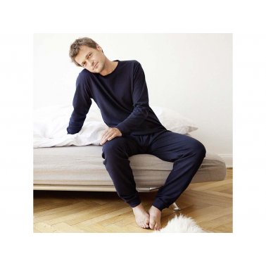 Pyjama homme coton bio, bleu foncé, taille L