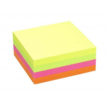 4 blocs 80 notes repos. papier FSC 75x75 jaune+vert+rose+orange