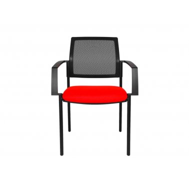 2 chaises BtoB 10 avec accoudoirs dos ajouré, assise rouge