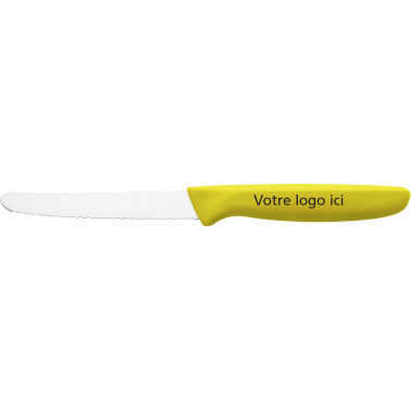 Couteau scie lame acier inoxydable, L22,5 cm, jaune