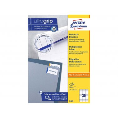 3000 étiquettes multi-usage Avery 3489 70 x 29,7 mm