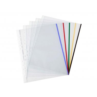 Pochettes perforées à liseré coloré, pour format A4, assortiment de couleurs
