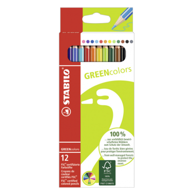 Crayons de couleurs assorties « GREENcolors »