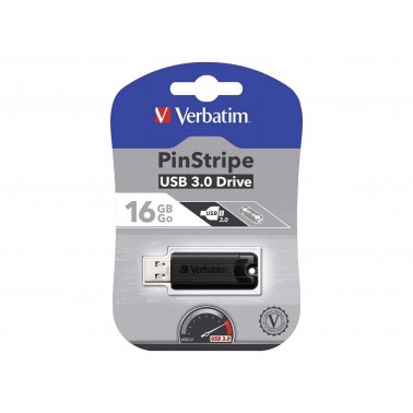 Clé USB rétractable Verbatim PinStripe USB 3.0, 16 Go