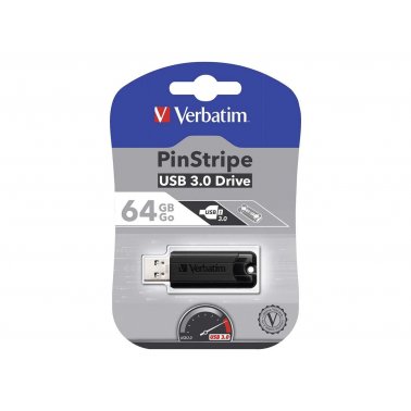 Clé USB rétractable Verbatim PinStripe USB 3.0, 64 Go