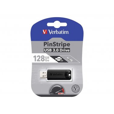 Clé USB rétractable Verbatim PinStripe USB 3.0, 128 Go