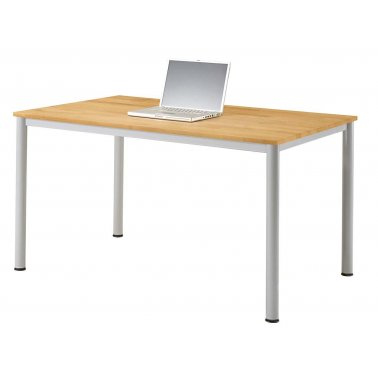 Table modul. Base rectang 140x70cm hêtre massif pieds gris alu