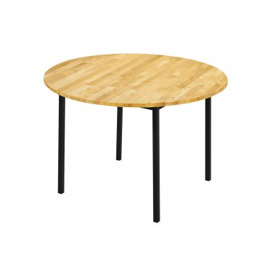 Table de réunion ronde Contar, diam. 110 cm, bouleau massif, pieds noirs
