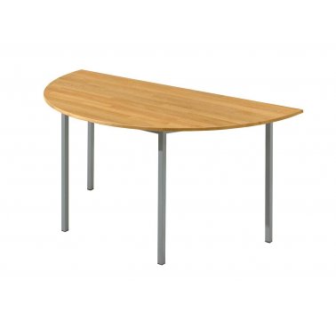 Table de réunion demi cercle Contar, 160 x 80 cm, hêtre massif, pieds gris clair