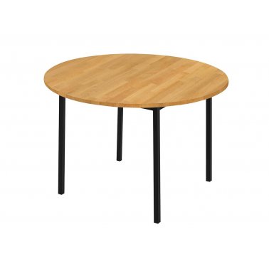 Table de réunion ronde Contar, diam. 110 cm, hêtre massif, pieds noirs