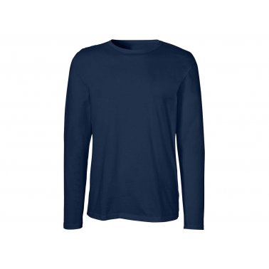 Tee-shirt manches longues coton bio 155 g/m², coupe homme, bleu marine, taille S