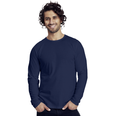 Tee-shirt manches longues coton bio 155 g/m², coupe homme, bleu marine, taille M