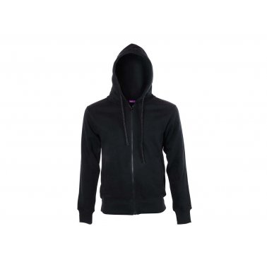 Sweat-shirt à capuche, zippé, coton bio 300 g/m², noir, S