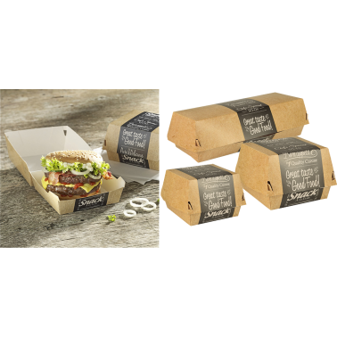 5 x 125 boîtes à hamburger, carton FSC, L90 x P90 x H70 mm