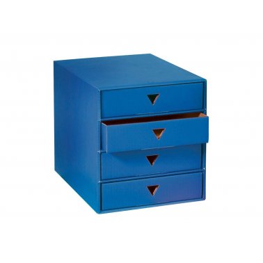 Module de rangement carton, 4 tiroirs, A4, bleu