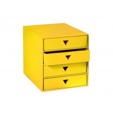 Module de rangement carton, 4 tiroirs, A4, jaune