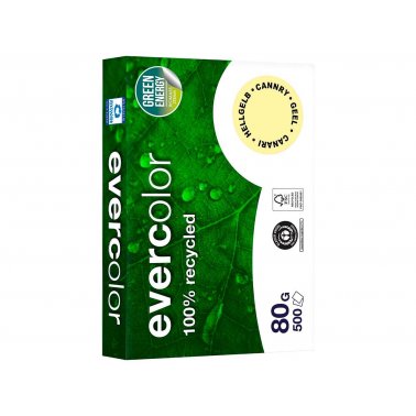 Ramette papier recyclé couleur Evercolor 500 feuilles A4 80g, jaune clair