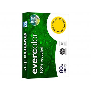 Ramette papier recyclé couleur Evercolor 500 feuilles A4 80g, jaune