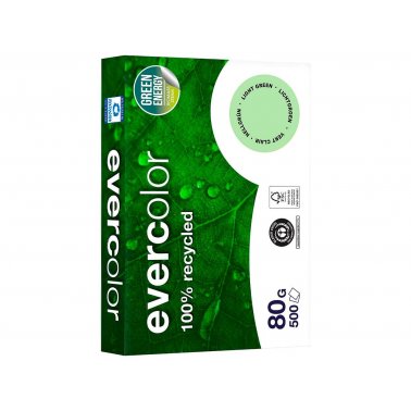 Ramette papier recyclé couleur Evercolor 500 feuilles A4 80g, vert clair
