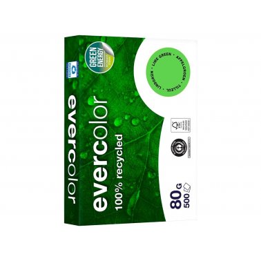 Ramette papier recyclé couleur Evercolor 500 feuilles A4 80g, vert tilleul