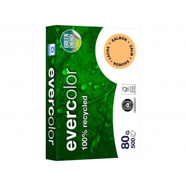 Ramette papier recyclé couleur Evercolor 500 feuilles A4 80g, saumon