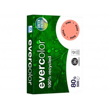 Ramette papier recyclé couleur Evercolor 500 feuilles A4 80g, rose