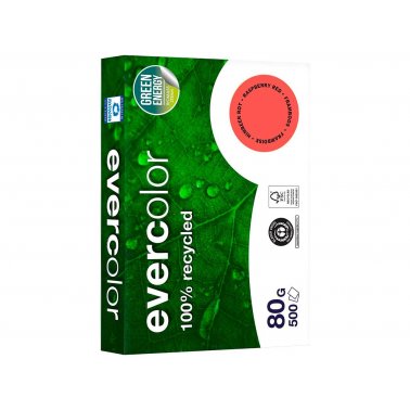Ramette papier recyclé Evercolor 500 f. A4 80g, rouge framboise