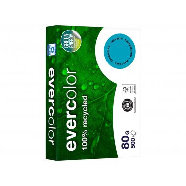 Ramette papier recyclé couleur Evercolor 500 feuilles A4 80g, bleu foncé