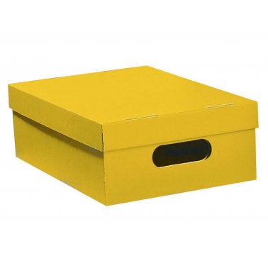 Boîte de rangement carton, petite, jaune