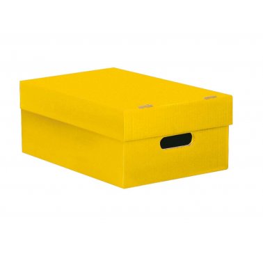Boîte de rangement carton, moyenne, jaune